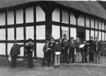 Children and Tudor building - school trip in the 70s